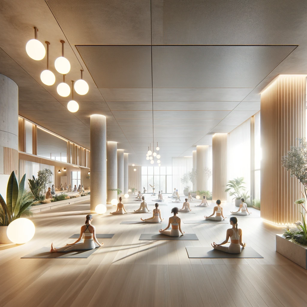 DALL·E 2024-04-07 12.46.42 - Create an image of a modern and serene group fitness room designed for yoga, with the focus on the room's interior rather than the view. The room feat